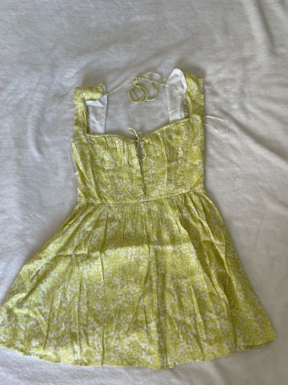 Sky To Moon Sunny Yellow Floral Corset Tie-Front Summer Dress